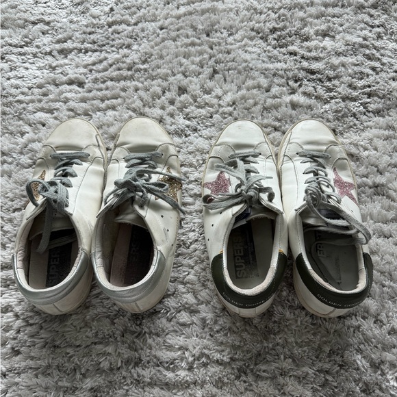 2 Pairs Golden Goose look alike sneakers  – Gold & Pink Glitter - Picture 4 of 5